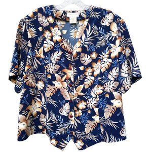 VTG 'Christie & Jill" Blue Floral Blouse Plus Size 22W